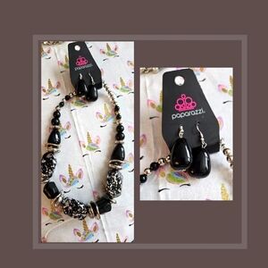 Black Large Beaded STATEMENT Necklace and Earrings Set! Paparazzi